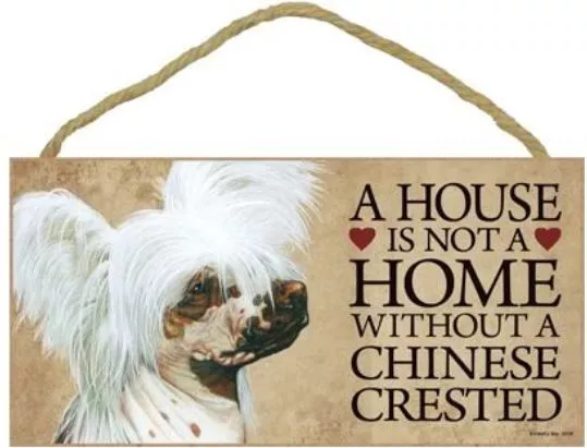 House is Not a Home without a Chinese Crested  Wood Sign Plaque dog pet 10" x 5"