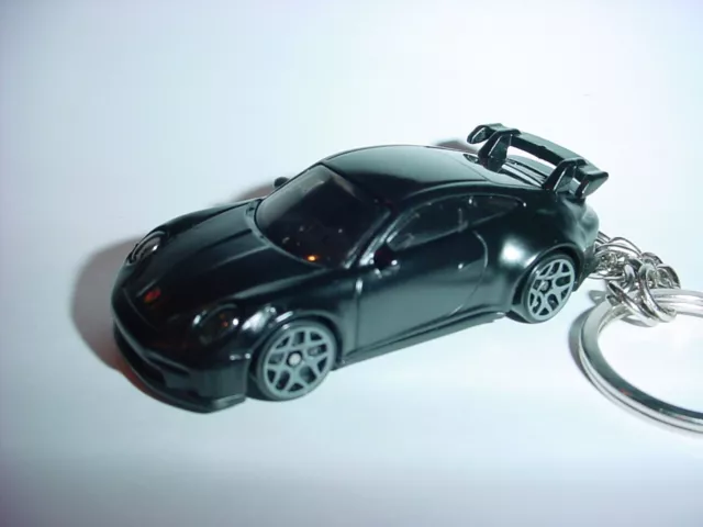 HOT 3D BLACK PORSCHE 911 GT3 CUSTOM KEYCHAIN keyring key FUN hot wheels GT-3