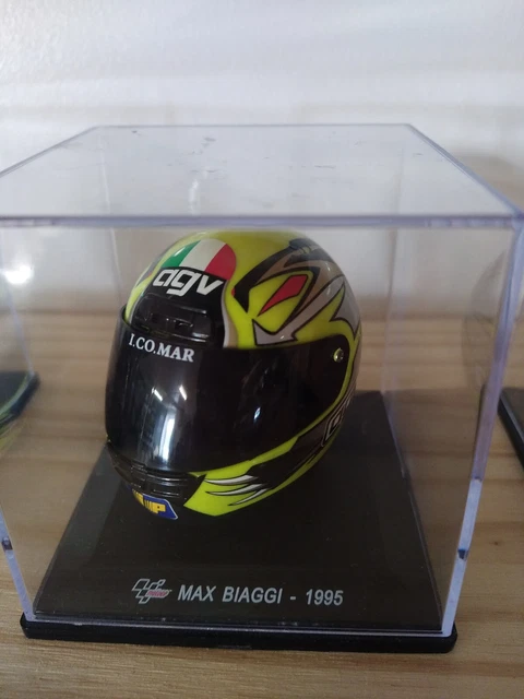 Casque Moto GP Miniature Altaya 1/5 – Olivier Jacque 2000 Shark – Avec Socle Et Vitrine