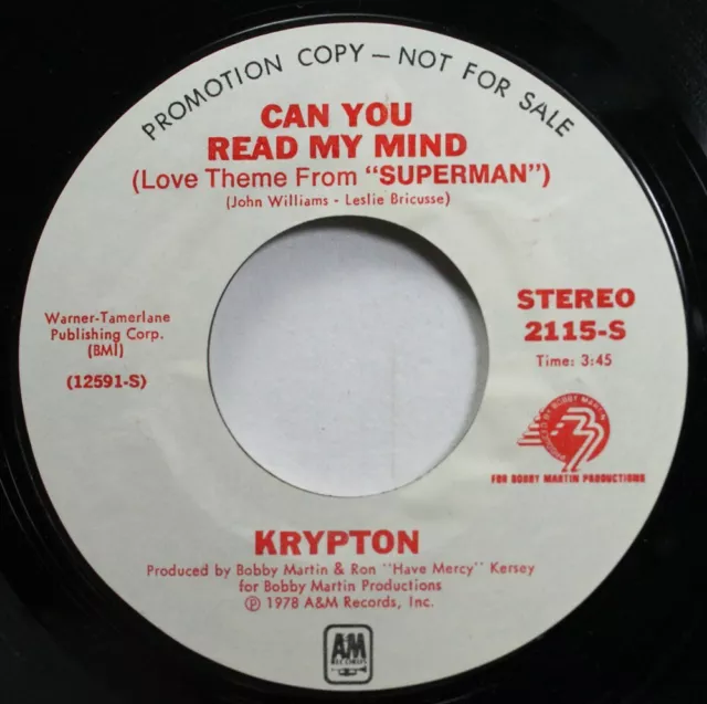 Soul Promo 45 Krypton - Can You Read My Mind / Krypton On A&M Records Inc