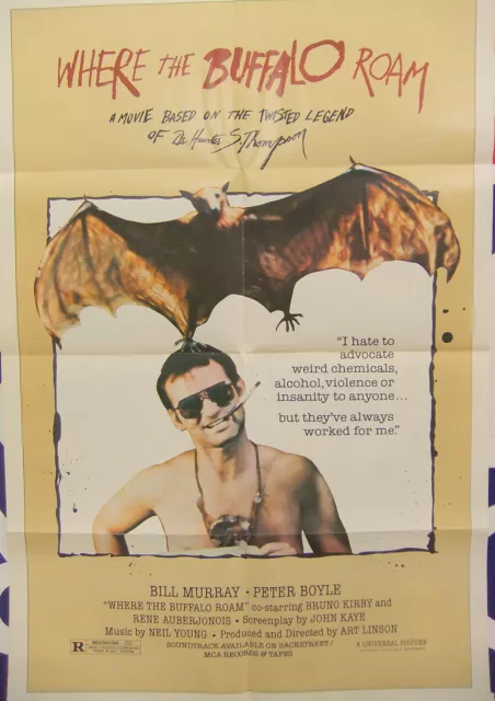 Where The Buffalo Roam 1980 Movie Poster Hunter S Thompson Bill Murray Original