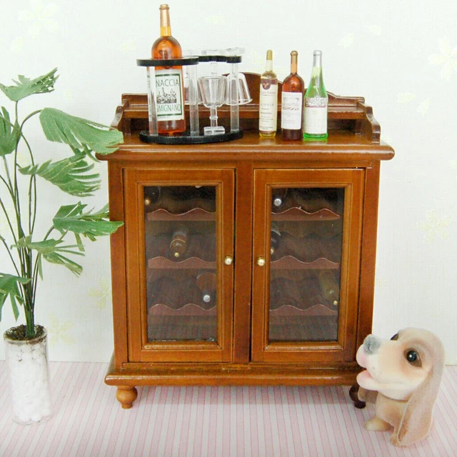 Dolls House 1:12th Scale Miniature Cabinet Wine Glass Rack Dining Room Furniture