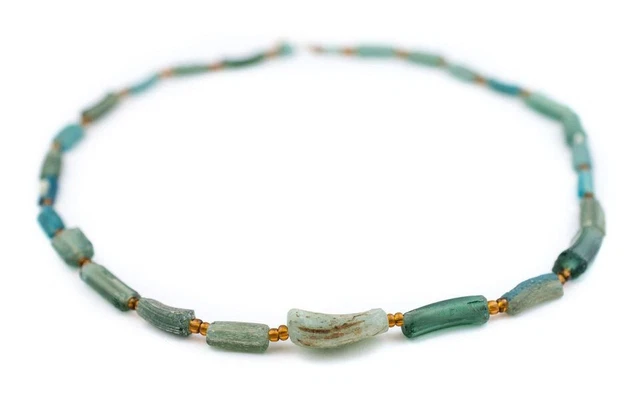 Green Roman Glass Bangle Beads Necklace