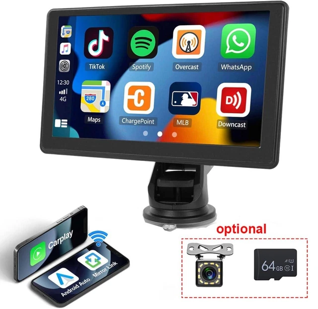 7& PORTABLE CAR Stereo Wireless Apple CarPlay Android Auto Touch Screen ...