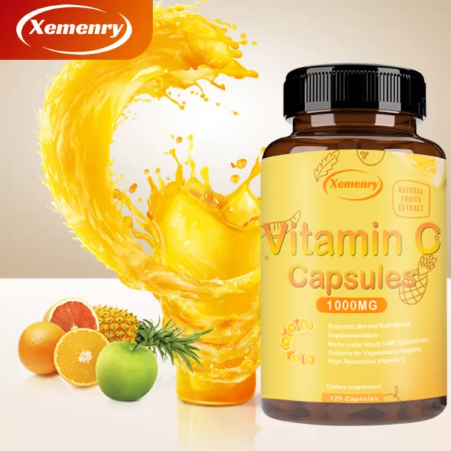 Vitamin C Capsules 1000mg - with MCT Oil - Support Healthy Skin,Enhance Immunity