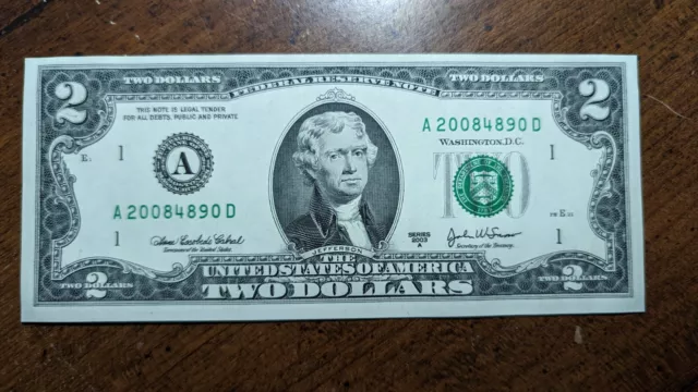 2003A $2 Boston A20084890D - Uncirculated - 28007