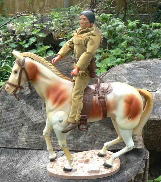 Vintage Marx Gabriel c1973 Lone Ranger Tonto Figure & Scout horse Excellent Con