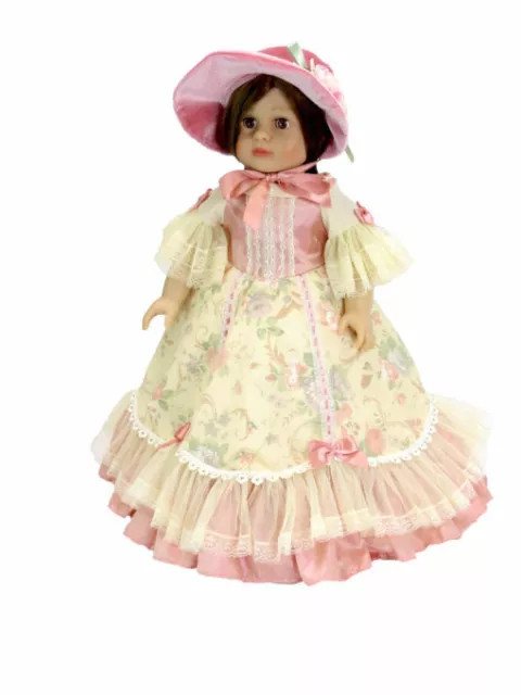 Doll Clothes 18" Colonial Dress Peach Floral Bonnet Fit 18" AG Dolls Elizabeth