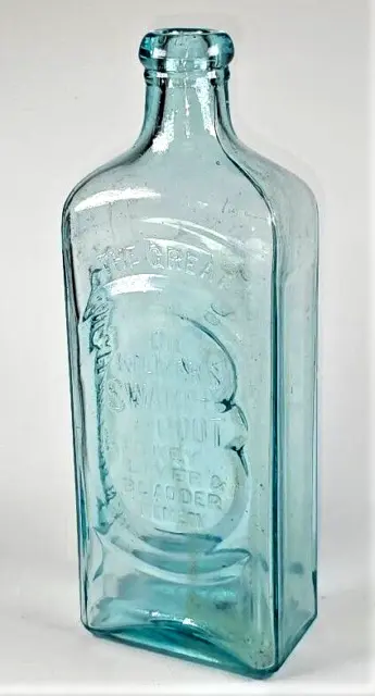 The Great Dr. Kilmer’s Swamp Root Remedy Kidney Embossed Bottle Binghamton Aqua