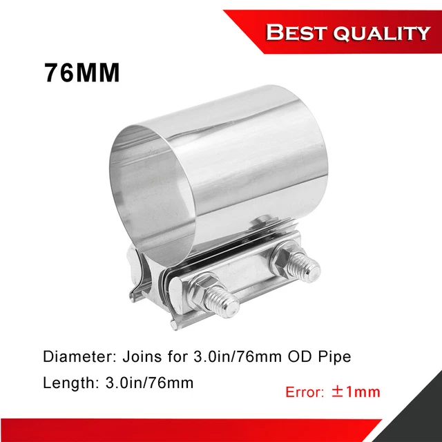 76mm/3" OD pipe Stainless Steel Butt Joint Exhaust Seal Band Clamp