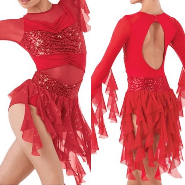 WEISSMAN Dance Costume red salsa Latin style Rule The World 8597 Adult MA/SA