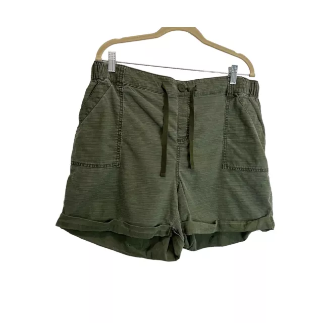 Lane Bryant Olive Green Pull On Drawstring Shorts Lyocell Blend Women Size 14/16