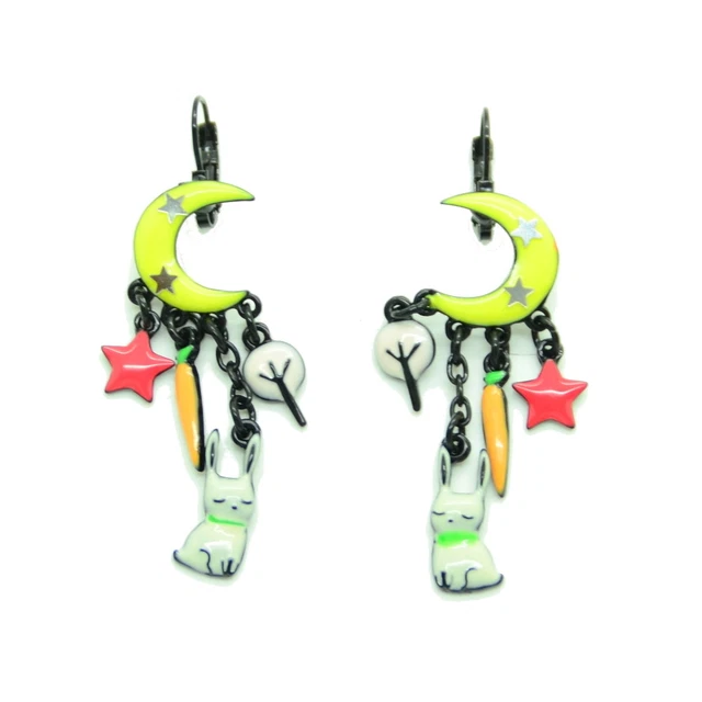Boucles d'oreilles LOL Bijoux LOLILOTA Le lapin au clair de lune BFLOL093-jaune