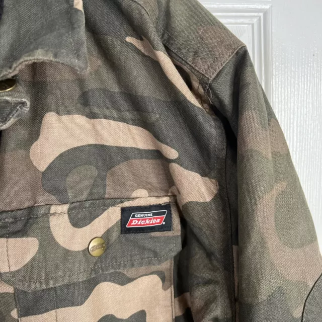 Dickies Mens Camouflage Jacket Hoodie Lined Quilted Zip Snap Coat Large 42-44 3