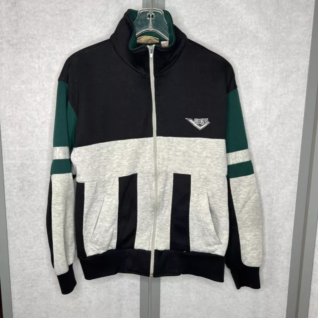 Vintage 90s PONY Giacca da Uomo Medio Zip Pista Morbido Abbigliamento Street