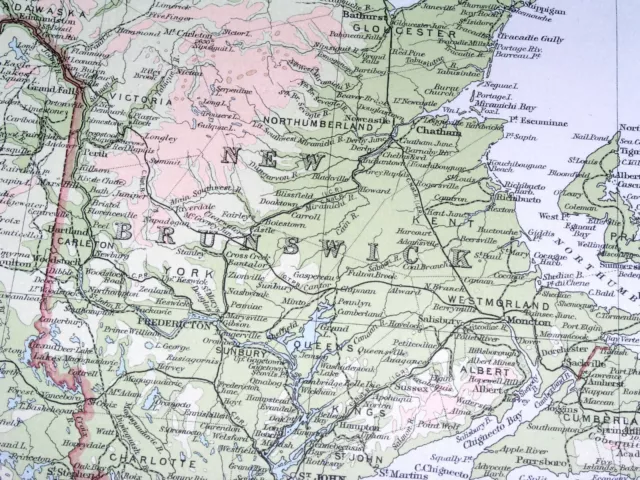 1922 Map Of Newfoundland Quebec New Brunswick Nova Scotia Halifax Canada 3