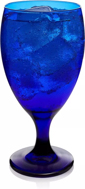 Cobalt Iced Tea Glasses, Stylish Cobalt Blue Drinking Glasses Set of 12