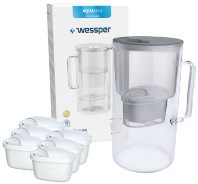 riduce calcare e cloro 6 cartucce Brita Filtro acqua Wessper Glas caraffa 2,5L 