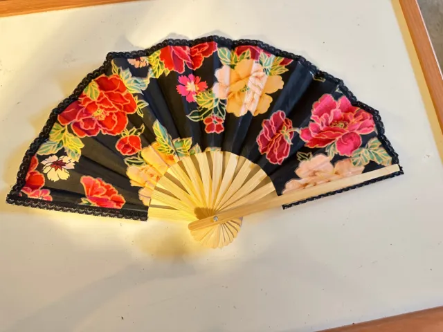 Vintage Chinese Bamboo Paper Folding Fan. 8"