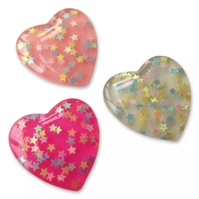 Large Glitter Star Love Heart Resin Flatback Cabochons Embellishments Kawaii