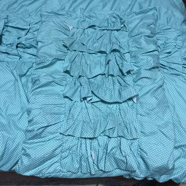 Xhilaration GIRLS Teal White Polka Dot Ruffle Twin Quilt & Pillow Cover Xhilaration GIRLS Teal White Polka Dot Ruffle Twin Quilt & Pillow Cover