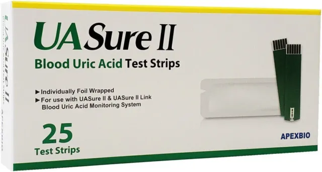 UASure II Uric Acid Test Strips. UA Sure. Box of 25 - EXP 09/2024