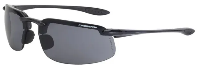 Crossfire ES4 Safety Glasses Crystal Black Frame Smoke Lens ANSI Z87
