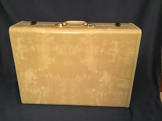 Vintage Samsonite Streamlite Marbled Cream Train Suitcase Luggage 26 x 20 x 9