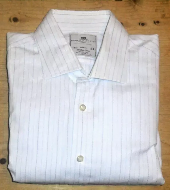 Hawes & Curtis 16.5" Collar Pure  Cotton  White Striped Business Formal Shirt