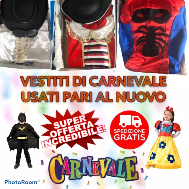 Vestito Carnevale Vari Personaggi  Bambino Bambina 2 a 7 anni bimbi alta qualità