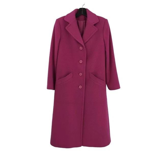 Fleurette Women's Magenta Belted Lined Overcoat Size 2