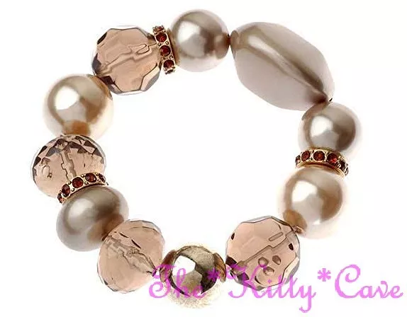 Klobig Topas Braun Nuggets Kieselsteine Stretch Armband mit / Swarovski Kristall