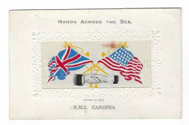 Woven Silk Shipping Postcard Cunard Steamship Rms Caronia C.1909