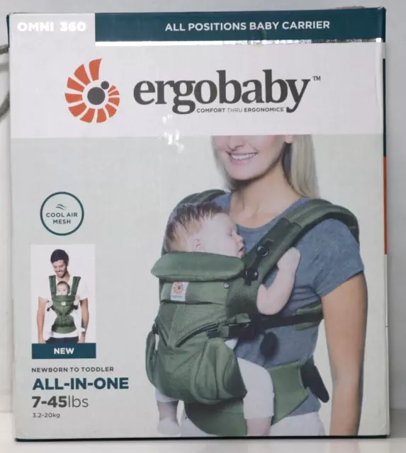 Ergobaby Omni 360 Cool Air Mesh Babytrage für Neugeborene ab Geburt,Khaki Grün