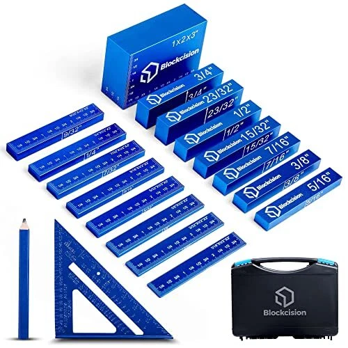 Blockcision Setup Blocks Woodworking Tools - 16-Piece Gauge Block Set with Pr...
