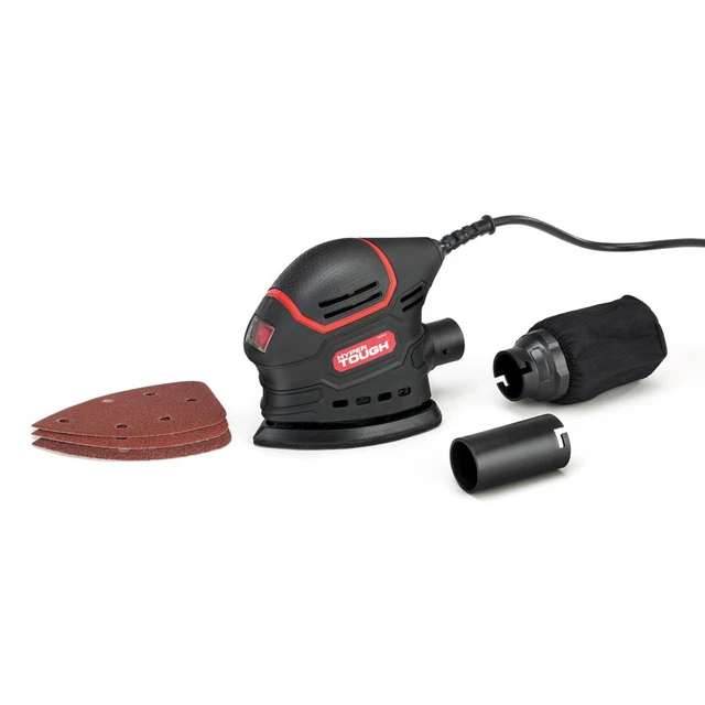 Hyper Tough 1.5 Amp Corded Detail Sander with Dust Bag, Vacuum Hose Adapter & 3