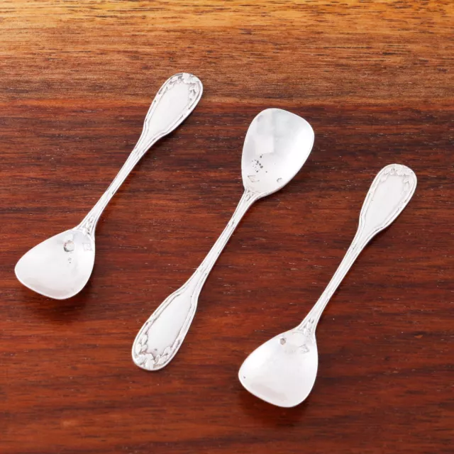 3 Victor Leneuf French Victorian 950 Sterling Silver Salt Shovels No Monogram
