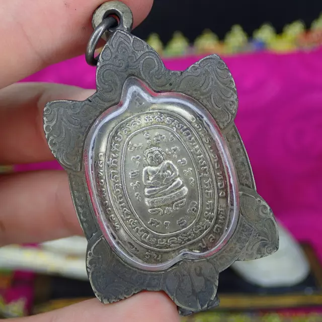 Phra Sangkachai "Fat monk" Holy Thai amulet Buddha Talisman Rare Vintage Turtle