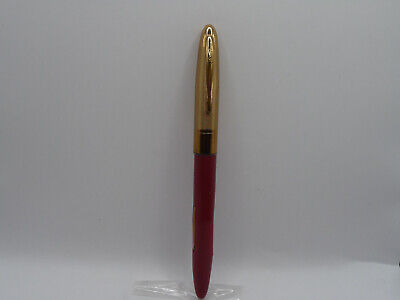 Sheaffer Vintage Red Fineline Lever Fill Pen--Goldtone cap-fine nib
