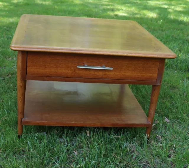 Mid Century Modern side table w/ drawer and shelf Walnut DOVETAIL joints