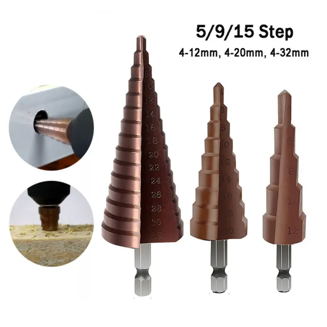 HSS M35 Step Cone Drill Bit Cobalt Coated Metal Hole Cutter 4-12mm 4-20mm 4-32mm