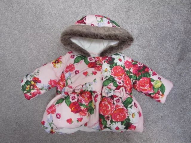 Beautiful Ted Baker baby girls 0-3 months floral winter coat - Very good con