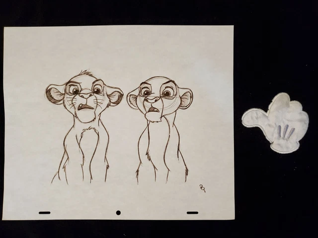 Disney The Lion King Simba and Nala Drawing/sketch animation signed hand made