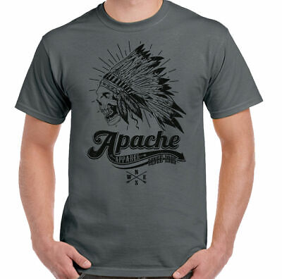 Apache abbigliamento da uomo Teschio Indiano Copricapo T-shirt Moto Biker Tatuaggio BICI