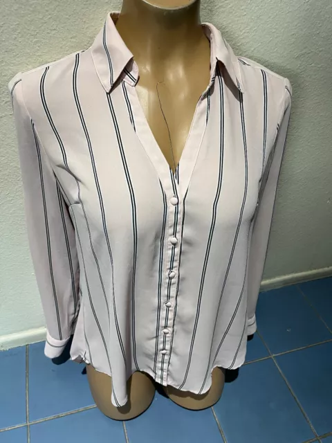 Express Portofino Shirt Pink Striped Long Sleeve Button Blouse Top, Women's Sz S