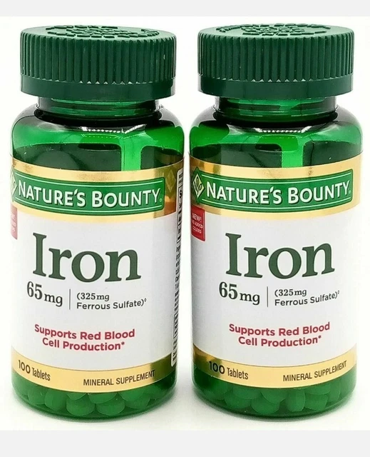 NATURE'S BOUNTY IRON Supplement 65mg 100 Tablets Expiration 9/2025 (Lot