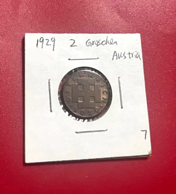 1929 Austria 2 Groschen Coin - Nice World Coin !!!