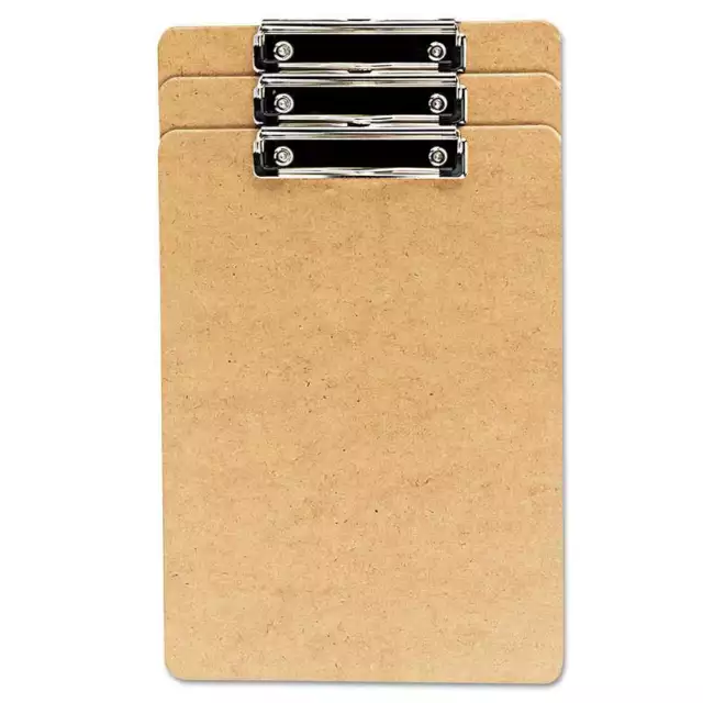 Universal Hardboard Clipboard, 1/2" Capacity, Holds 8 1/2w x 14h, Brown, 3/Pack