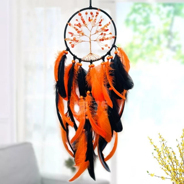 Halloween Crystal Stone Tree of Life Dreamcatcher Charm Hand-Woven Pendant