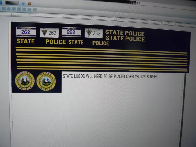 West Virginia State Police  Patrol Car Decals 1:24